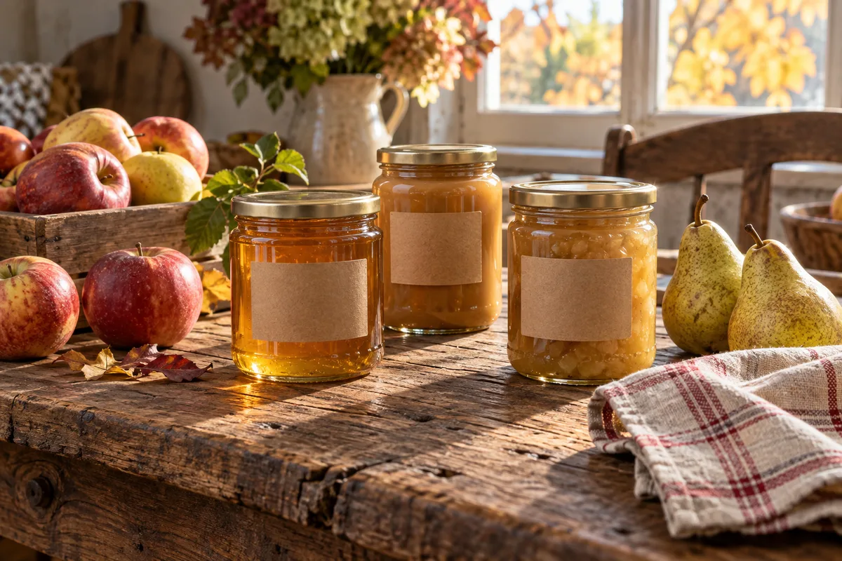 Confiture artisanale de Normandie : pomme, poire et lait